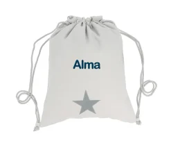 Mochilas Saco Infantiles^Tutete Textil Mochila Saco Personalizada Piqué Estrella Gris