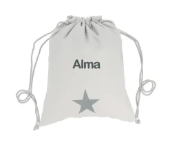 Mochilas Saco Infantiles^Tutete Textil Mochila Saco Personalizada Piqué Estrella Gris
