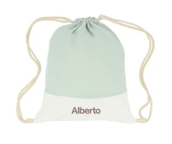 Mochilas Saco Infantiles^Cristina de Jos'h Mochila Saco Rainbow Dots Verde Personalizable