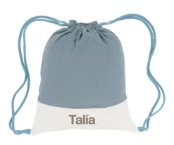 Mochilas Saco Infantiles^Cristina de Jos'h Mochila Saco Rainbow Dots Azul Personalizable