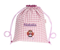 Colecciones Vuelta Al Cole^Tutete Textil Mochila Saco Vichy Fantastic Girl Personalizable