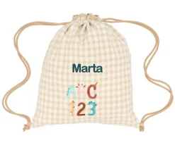 Online Mochila Saco Vichy Funny Letters Personalizable Mochilas Saco Infantiles|Colecciones Vuelta Al Cole