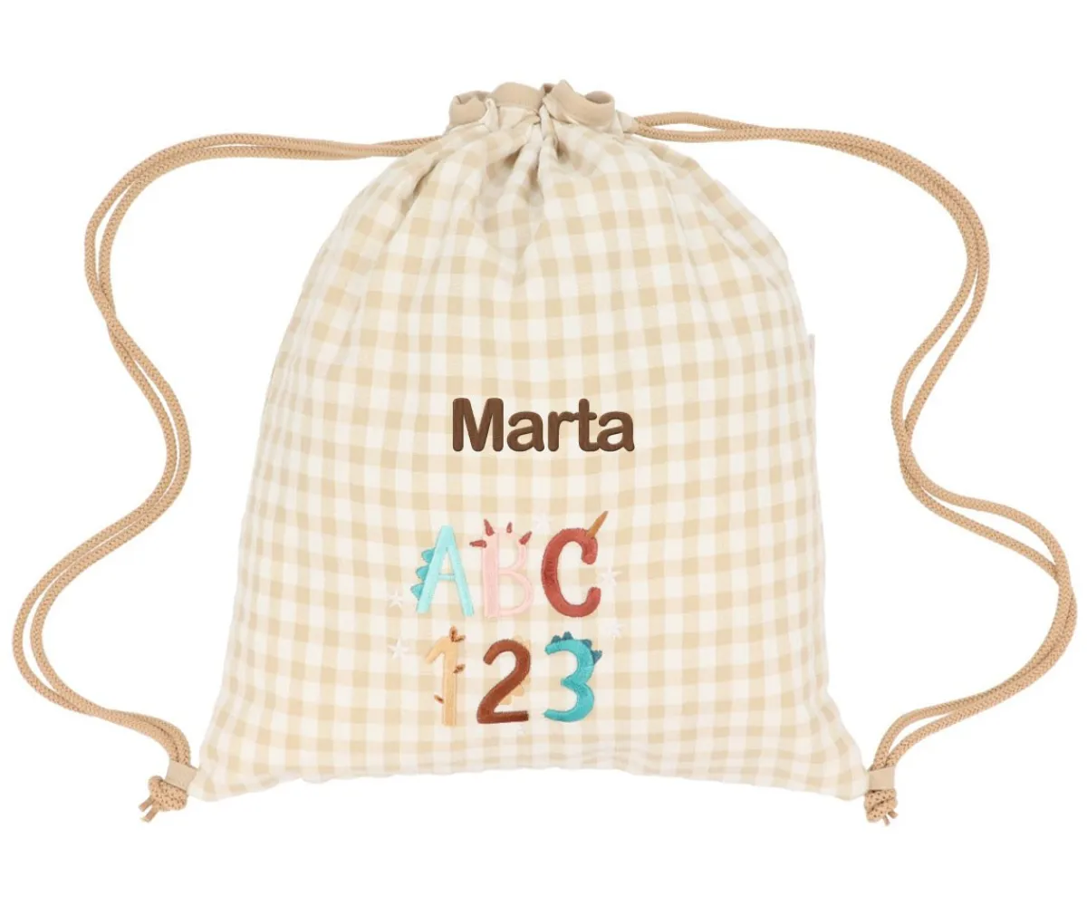 Online Mochila Saco Vichy Funny Letters Personalizable Mochilas Saco Infantiles|Colecciones Vuelta Al Cole
