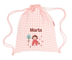 Colecciones Vuelta Al Cole^Tutete Textil Mochila Saco Vichy Little Red Personalizable