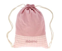 Mochilas Saco Infantiles^Cristina de Jos'h Mochila Saco Vichy Rosa Personalizable
