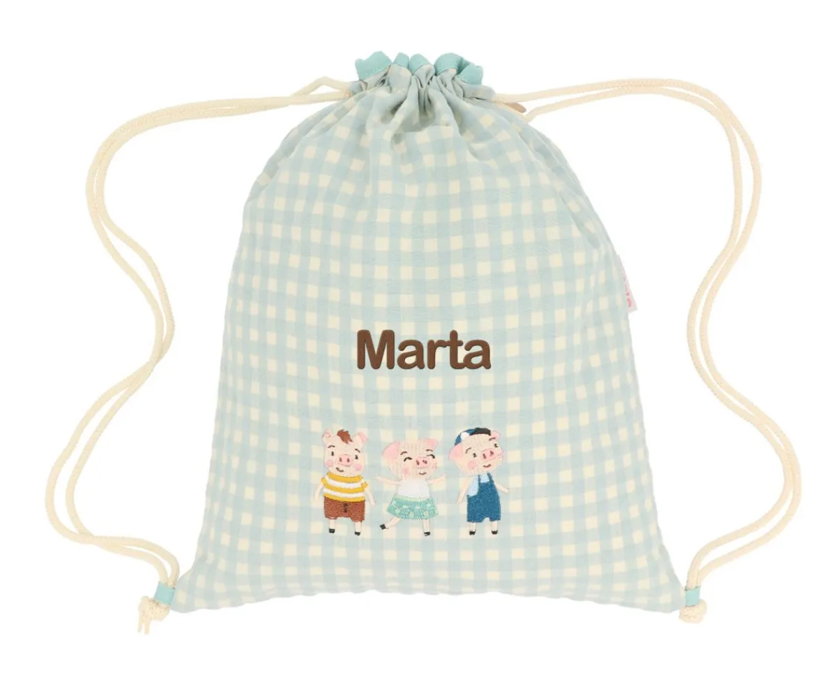 Mochila Saco Vichy The Three Little Pigs Personalizable Colecciones Vuelta Al Cole|Mochilas Saco Infantiles