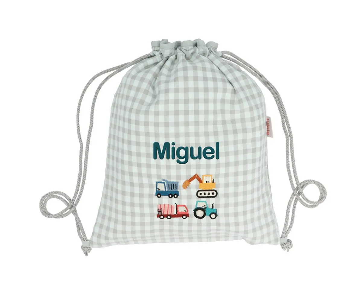 Colecciones Vuelta Al Cole^Tutete Textil Mochila Saco Vichy Trucks Personalizable
