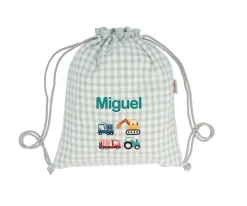 Colecciones Vuelta Al Cole^Tutete Textil Mochila Saco Vichy Trucks Personalizable