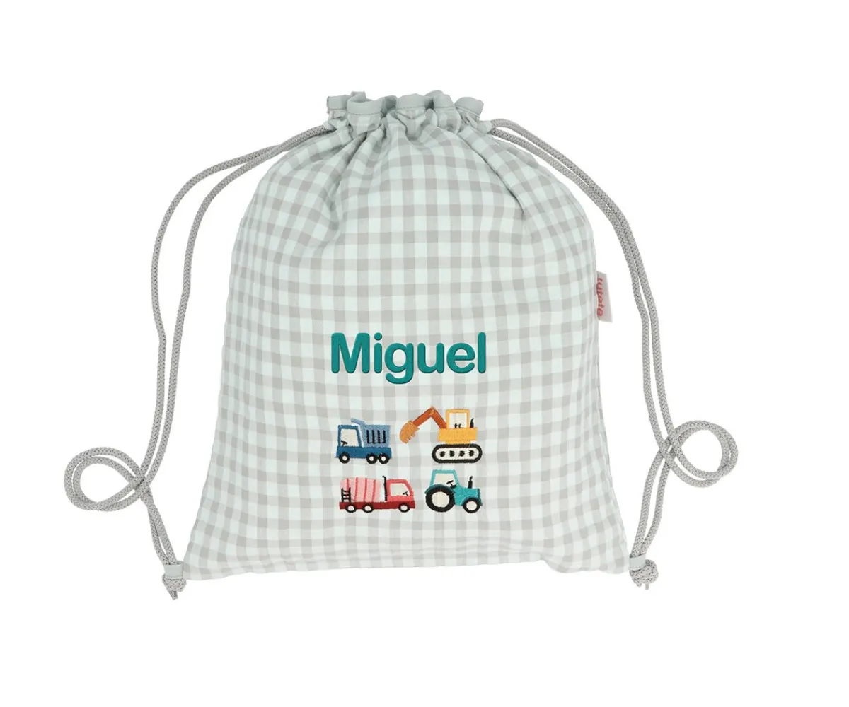 Colecciones Vuelta Al Cole^Tutete Textil Mochila Saco Vichy Trucks Personalizable