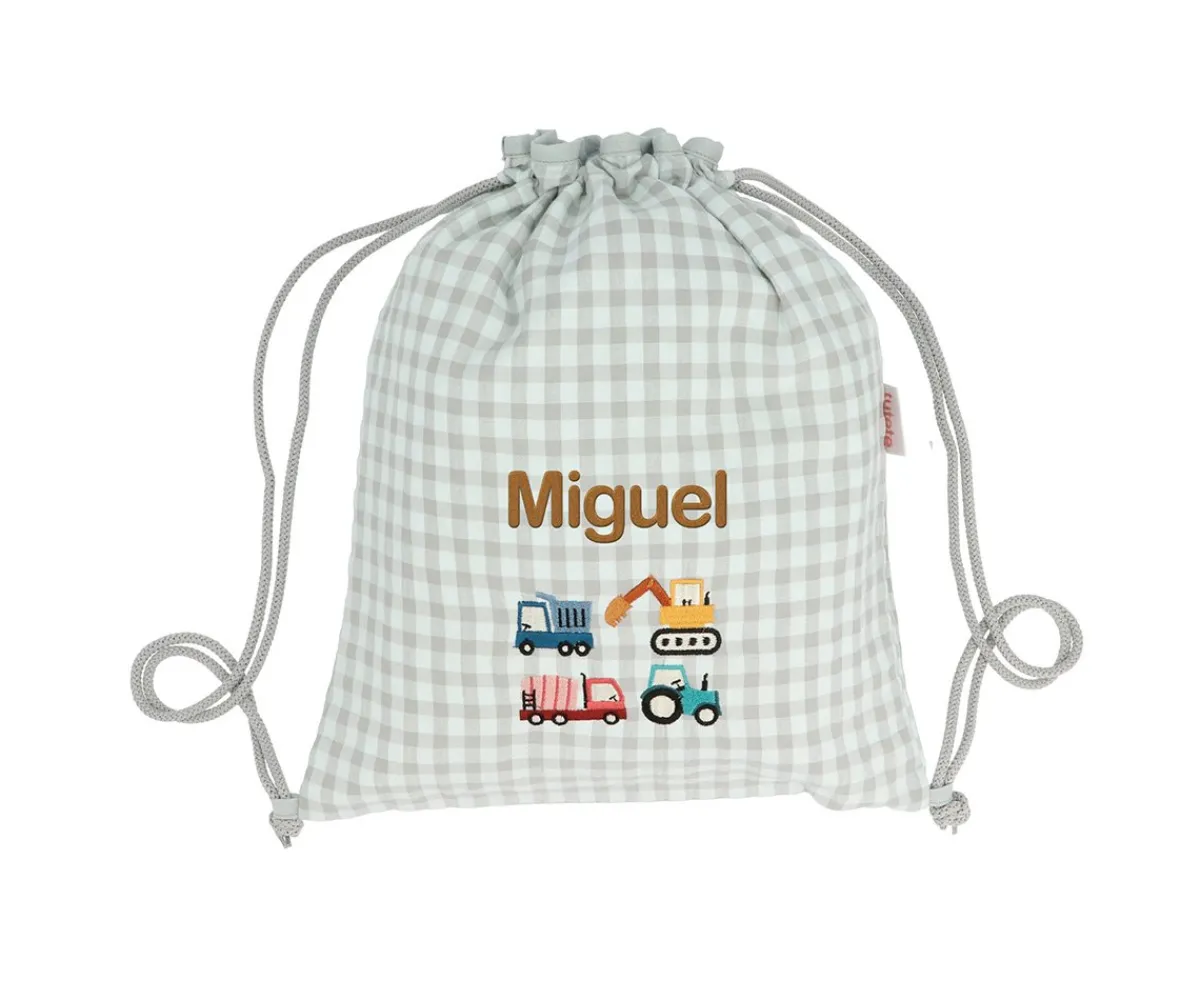 Colecciones Vuelta Al Cole^Tutete Textil Mochila Saco Vichy Trucks Personalizable