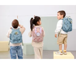 Mochilas Preescolar^Lassig Mochila Square Pattern Party Blue / Green Personalizable