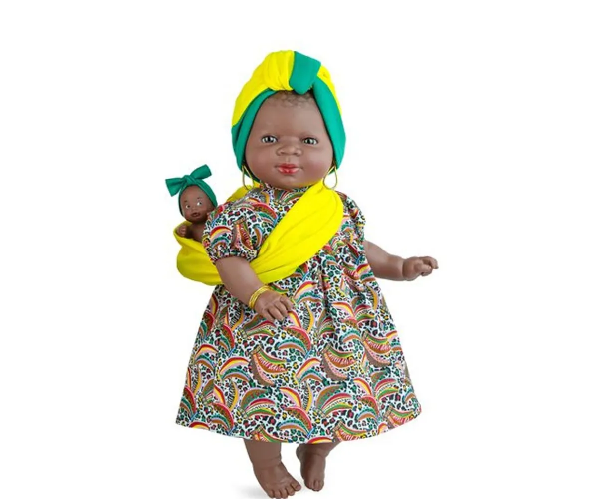 Muñecos^Marina&Pau Muñeca Kenia Fruits con Bebé 45cm