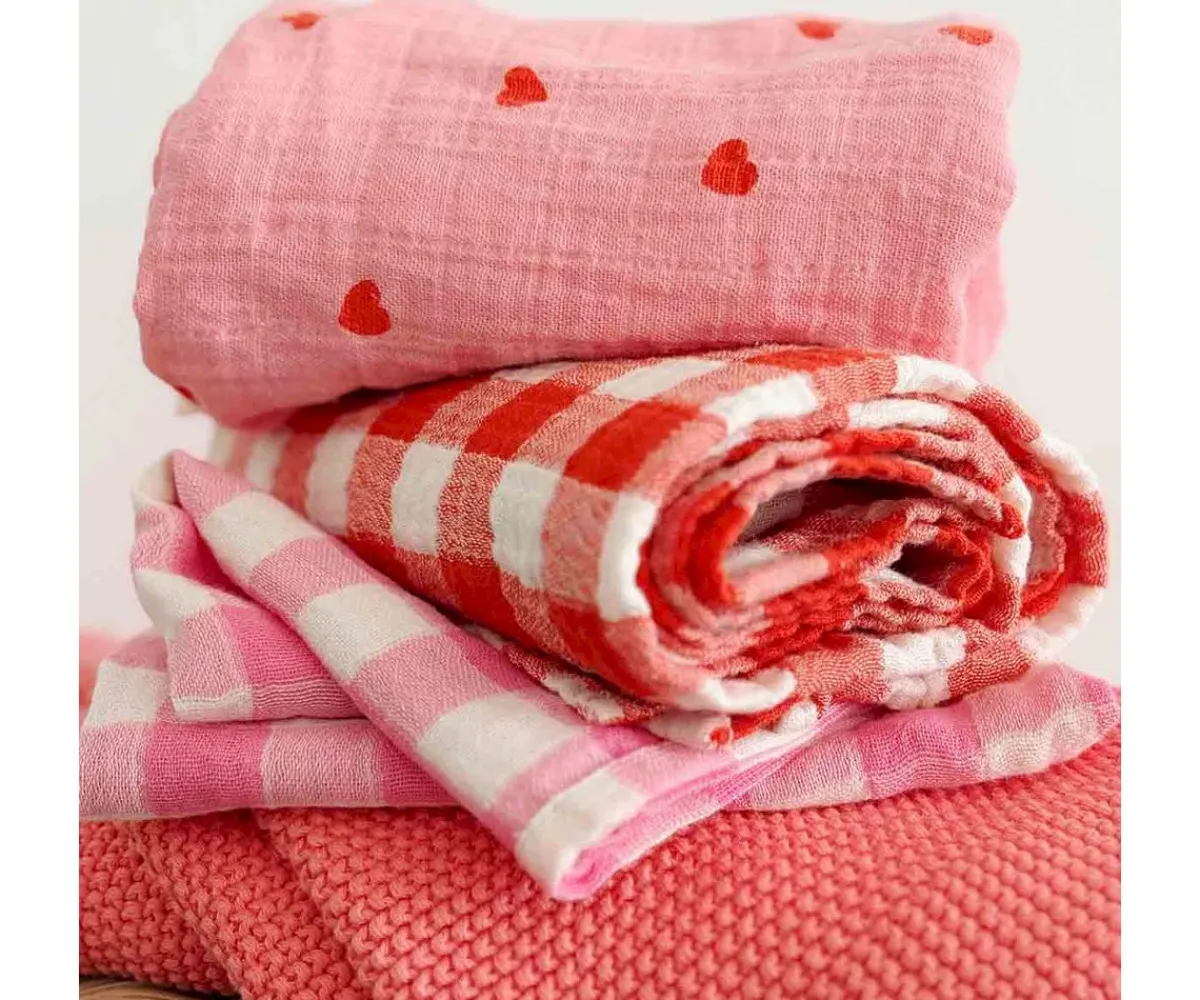 Muselinas Bebé^Rose in April Muselina Bianca Vichy Rose Fluo Talla L