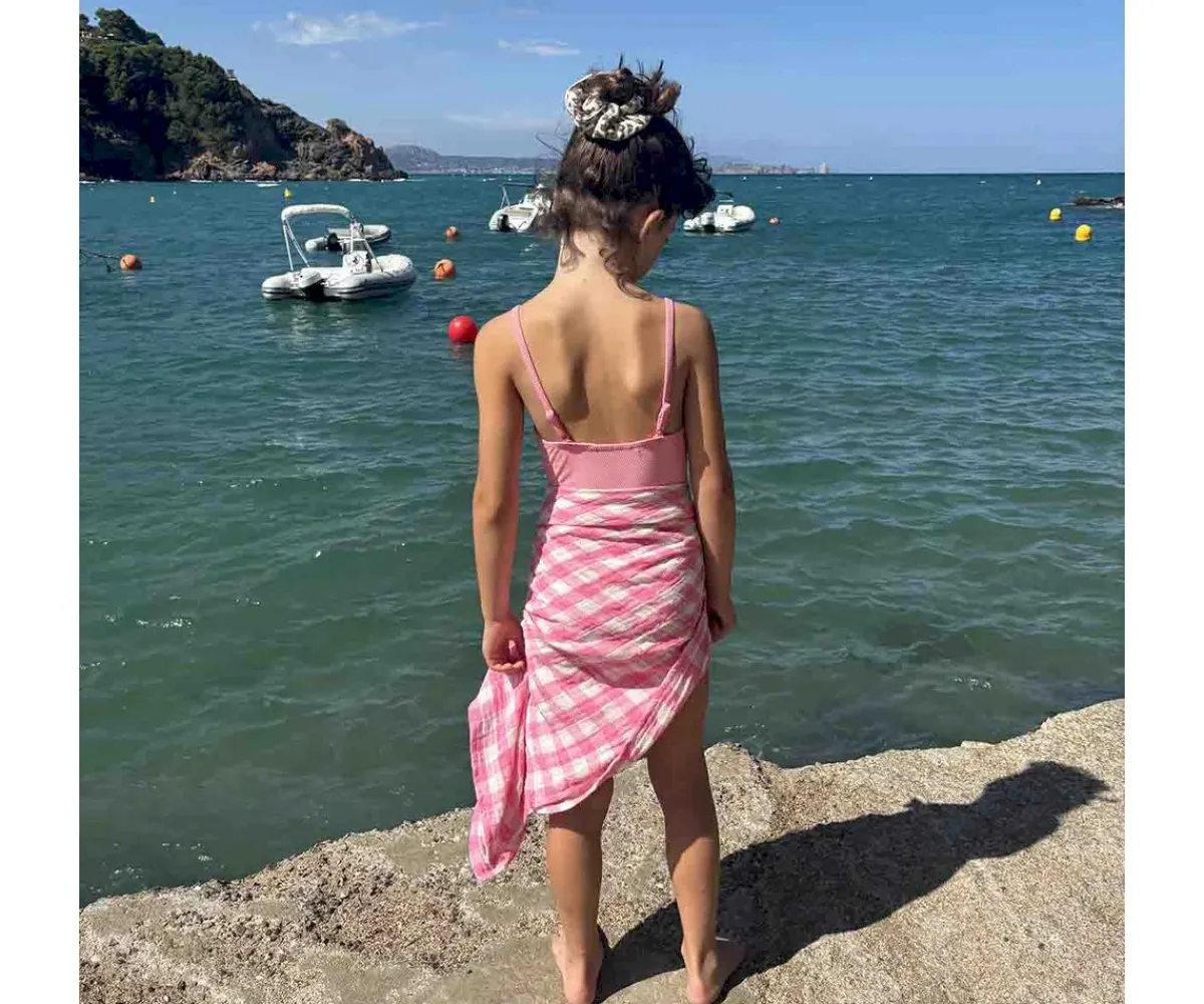 Muselinas Bebé^Rose in April Muselina Bianca Vichy Rose Fluo Talla L