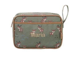 Neceseres^Fresk Neceser de Viaje Impermeable Cervatillo Verde Personalizable