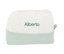 Neceseres Bebé Personalizados^Cristina de Jos'h Neceser Grande Rainbow Dots Verde Personalizable