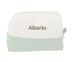 Neceseres Bebé Personalizados^Cristina de Jos'h Neceser Grande Rainbow Dots Verde Personalizable