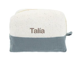 Neceseres Bebé Personalizados^Cristina de Jos'h Neceser Grande Rainbow Dots Azul Personalizable