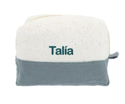 Neceseres Bebé Personalizados^Cristina de Jos'h Neceser Grande Rainbow Dots Azul Personalizable