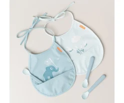 Baberos Impermeables^Done by Deer Pack 2 Baberos Pocket Elphee Blue