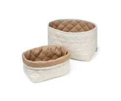 Pack 2 Cestas Acolchada Organizador Stripes Camel Niños Accesorios Para Bebé Y Niños|Organizadores De Baño