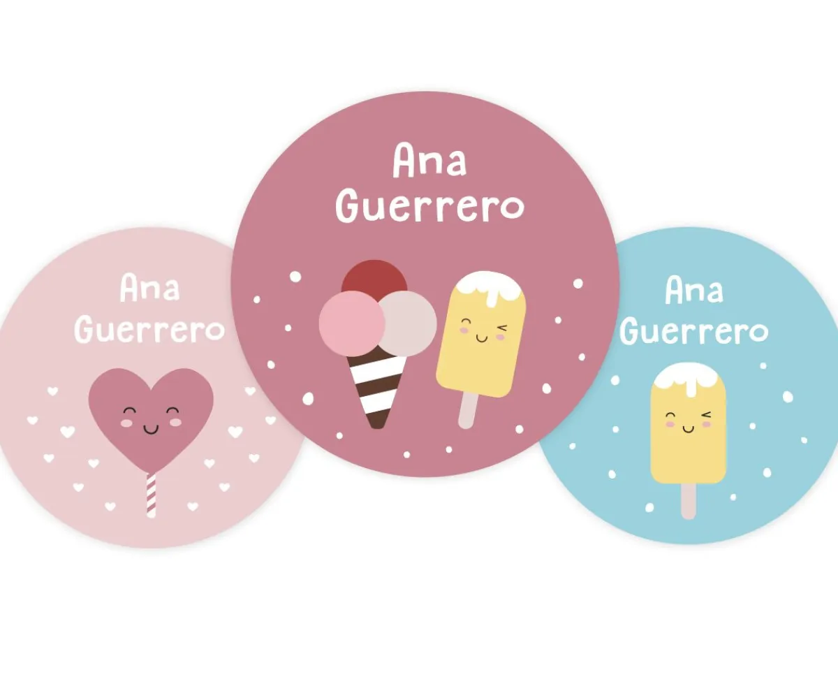 Colecciones Vuelta Al Cole^Tutete Pack 3 chapas Personalizadas Sugary