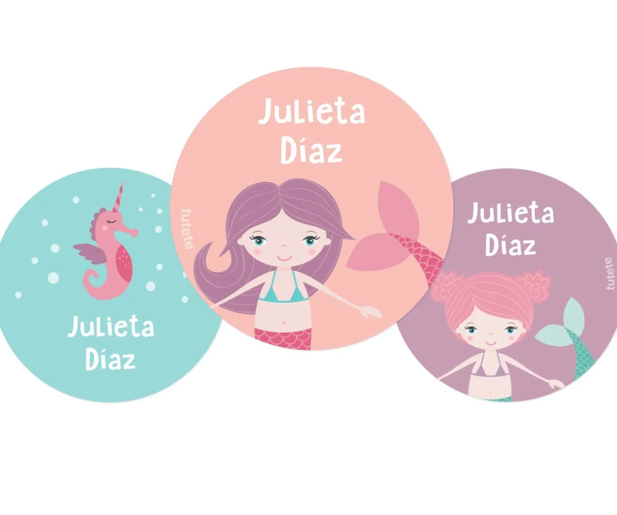 Colecciones Vuelta Al Cole^Tutete Pack 3 chapas Personalizadas Sirena