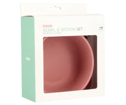 Vajilla Infantil^Tutete Pack Baby Meal Babero Silicona Wild Fairies + Bol Silicona y Cuchara Acero Brick Blush