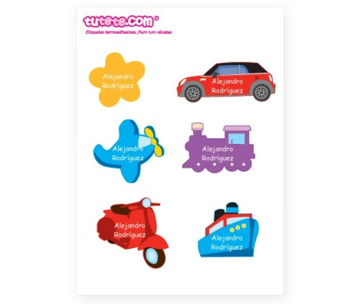Etiquetas Personalizadas^Tutete Pack Combinado Etiquetas termoadhesivas + Siluetas + pegatinas Rumrum