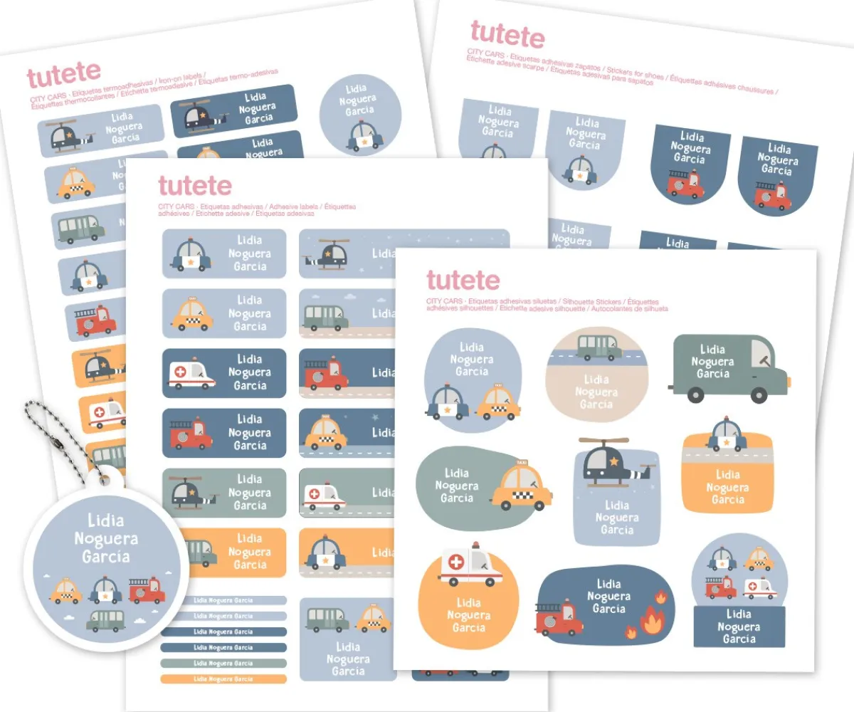 Hot Pack Combinado Termo y Pegatinas City Cars Colecciones Vuelta Al Cole|Etiquetas Personalizadas