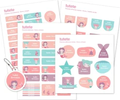 Clearance Pack Combinado Termo y Pegatinas Sirena y Amigos Etiquetas Personalizadas|Colecciones Vuelta Al Cole