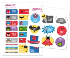 Etiquetas Personalizadas^Tutete Pack Combinado Termo y Pegatinas Héroes