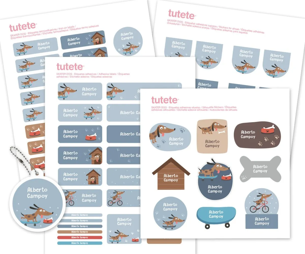 Pack Combinado Termo y Pegatinas Skater Dog Colecciones Vuelta Al Cole|Etiquetas Personalizadas