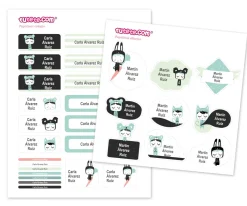 Etiquetas Personalizadas^Esther Gili Pack Combinado Termo y Pegatinas Blanco y Negro