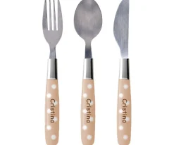 Cubiertos Infantiles^Tutete Pack Cubiertos Personalizados Lunares Caramelo