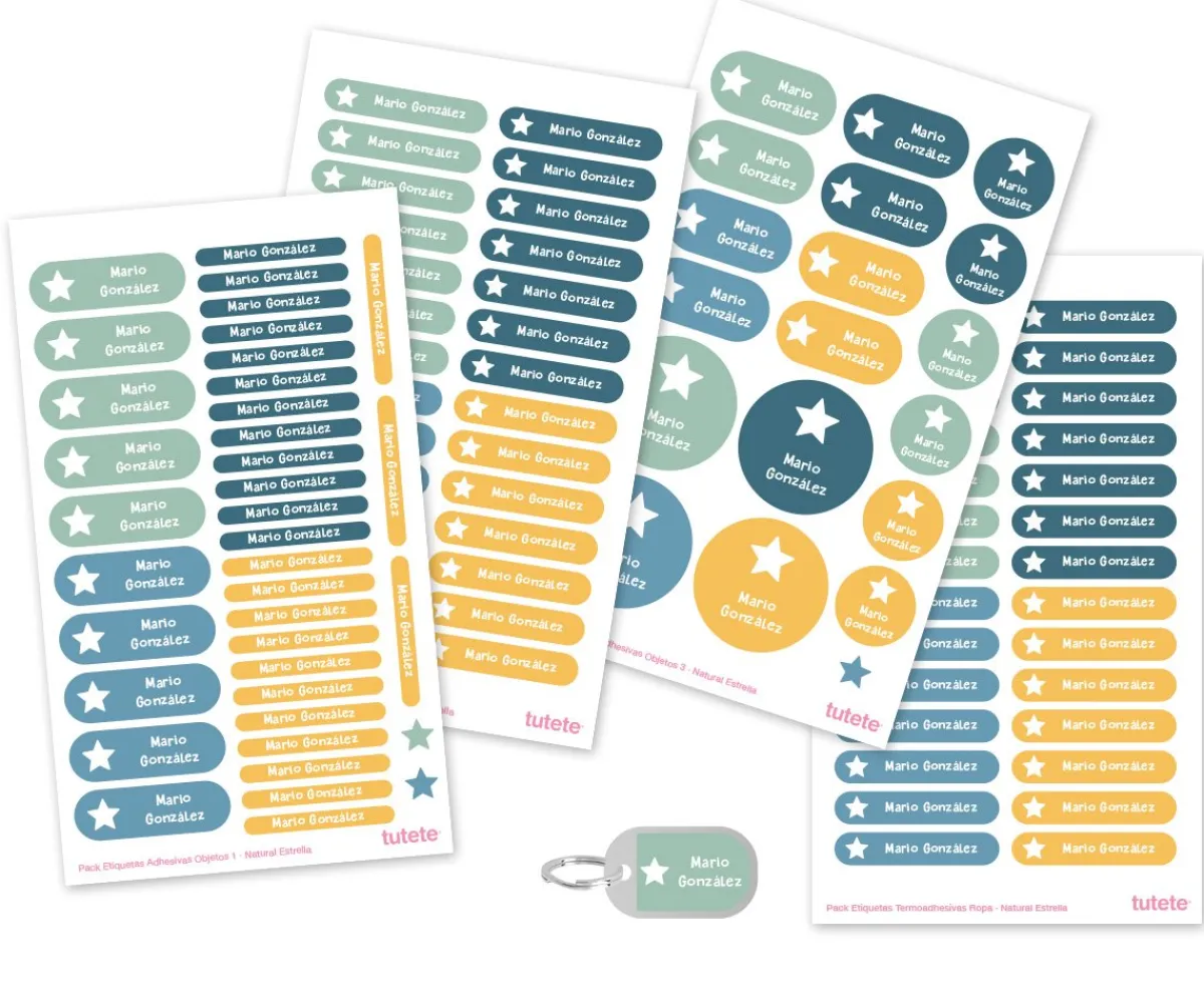Etiquetas Personalizadas^Tutete Pack Guardería Natural Estrella
