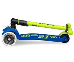 Patinete Maxi Deluxe Plegable Neon LED Azul-Amarillo Niños Juguetes Niños 6 Años|Juguetes Niños + 10 Años
