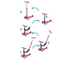 Clearance Patinete Mini 4 en 1 Deluxe LED Rosa Niños Juguetes Para Niños De 18 Meses|Juguetes Niños 3 Años