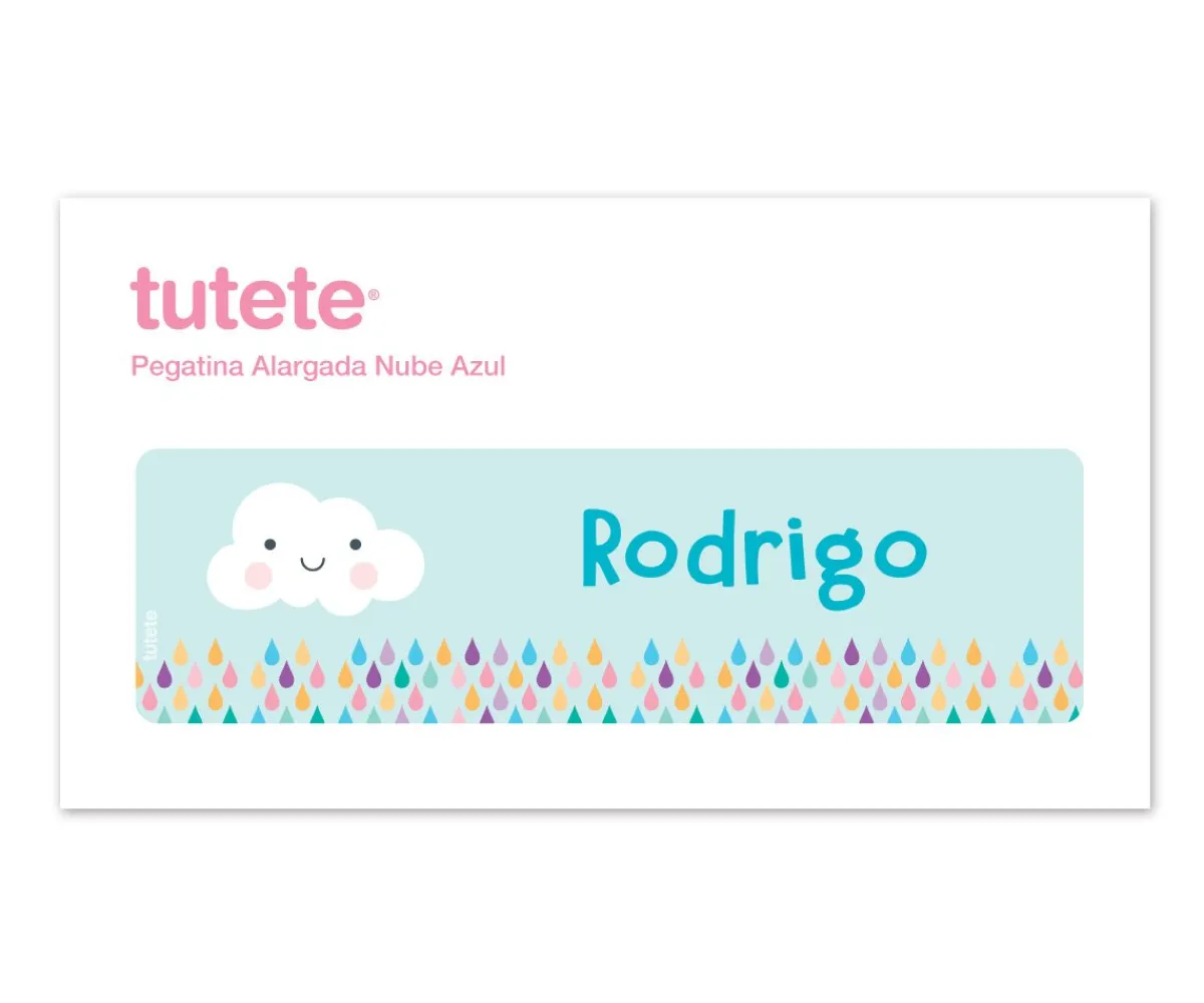 Pegatina Alargada Nube Azul Etiquetas Personalizadas|Cajas De Almuerzo