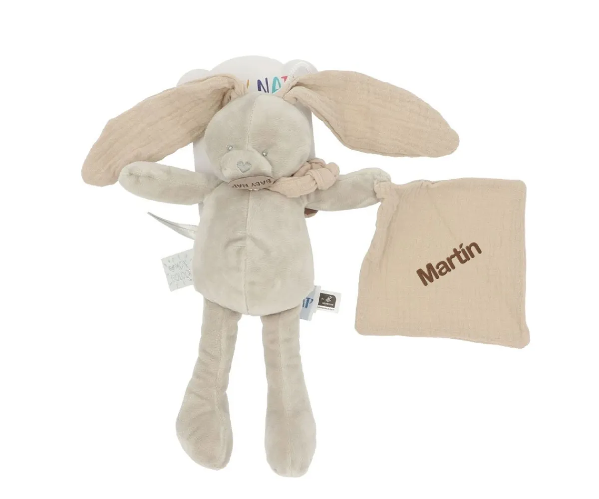 Peluche Conejo con Mini Doudou Moka Personalizable Niños Juguetes Para Recién Nacidos|Peluches