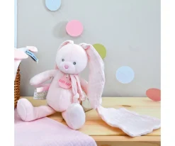 Peluche Conejo con Mini Doudou Rosa Claro Personalizable Niños Juguetes Para Niños De Un Año|Juguetes Para Recién Nacidos