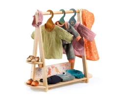 Accesorios Para Muñecas^Djeco Perchero Pomea de Madera y 3 Perchas
