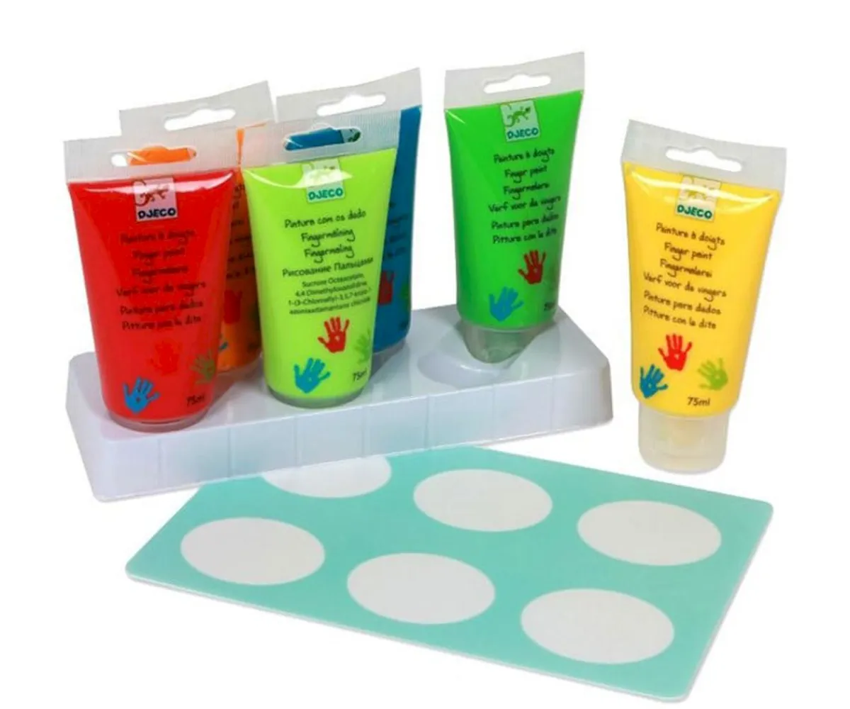 Juguetes Para Niños De Un Año^Djeco Pintura de Dedos 6 Tubos Colores Brillantes