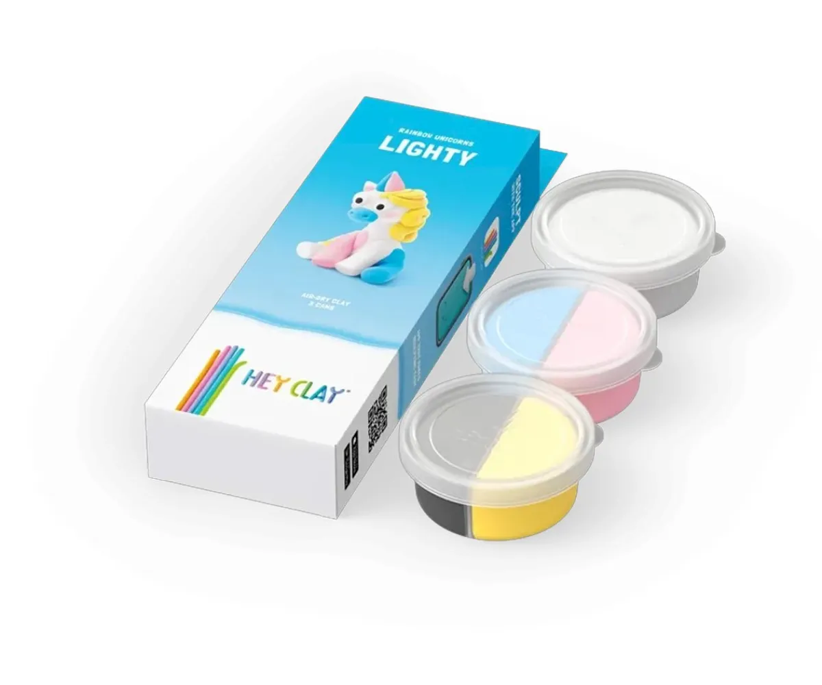 Manualidades Para Niños^Hey Clay Plastilina Interactiva Unicornio Lighty (3 botes)