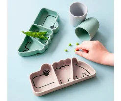 Sale Plato Antideslizante Stick&Stay Croco Pink Vajilla Infantil|Baby Led Weaning