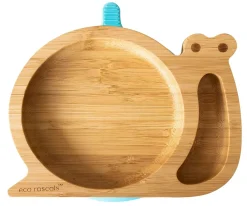 Vajilla Infantil^Ecorascals Plato Bambú con Ventosa Caracol Rosa