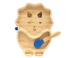 Vajilla Infantil^Ecorascals Plato Bambú con Ventosa Dino Navy