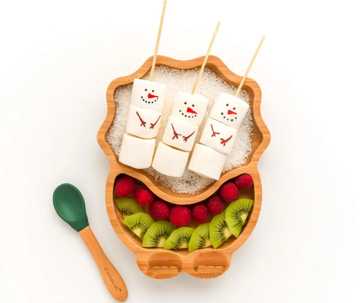 Vajilla Infantil^Ecorascals Plato Bambú con Ventosa Dino Verde