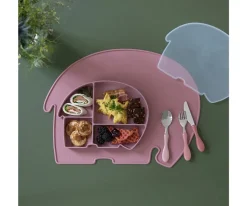 Discount Plato de Silicona con Compartimentos y Tapa Fanto Vintage Rose Vajilla Infantil|Baby Led Weaning