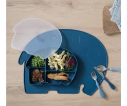 Baby Led Weaning^Sebra Plato de Silicona con Compartimentos y Tapa Fanto Nordic Blue